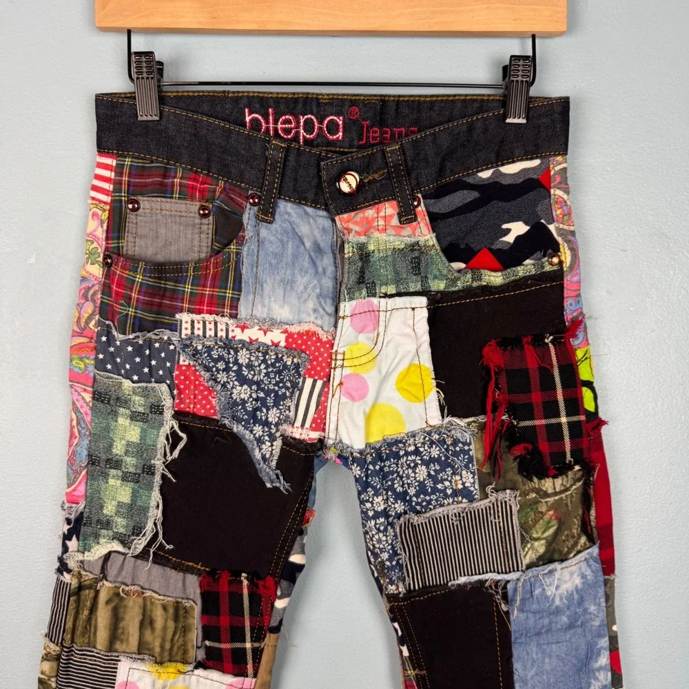 Biepa Jeans Women's 28 Patchwork Denim Jeans Pants‎ Americana Patriotic Hip Hop